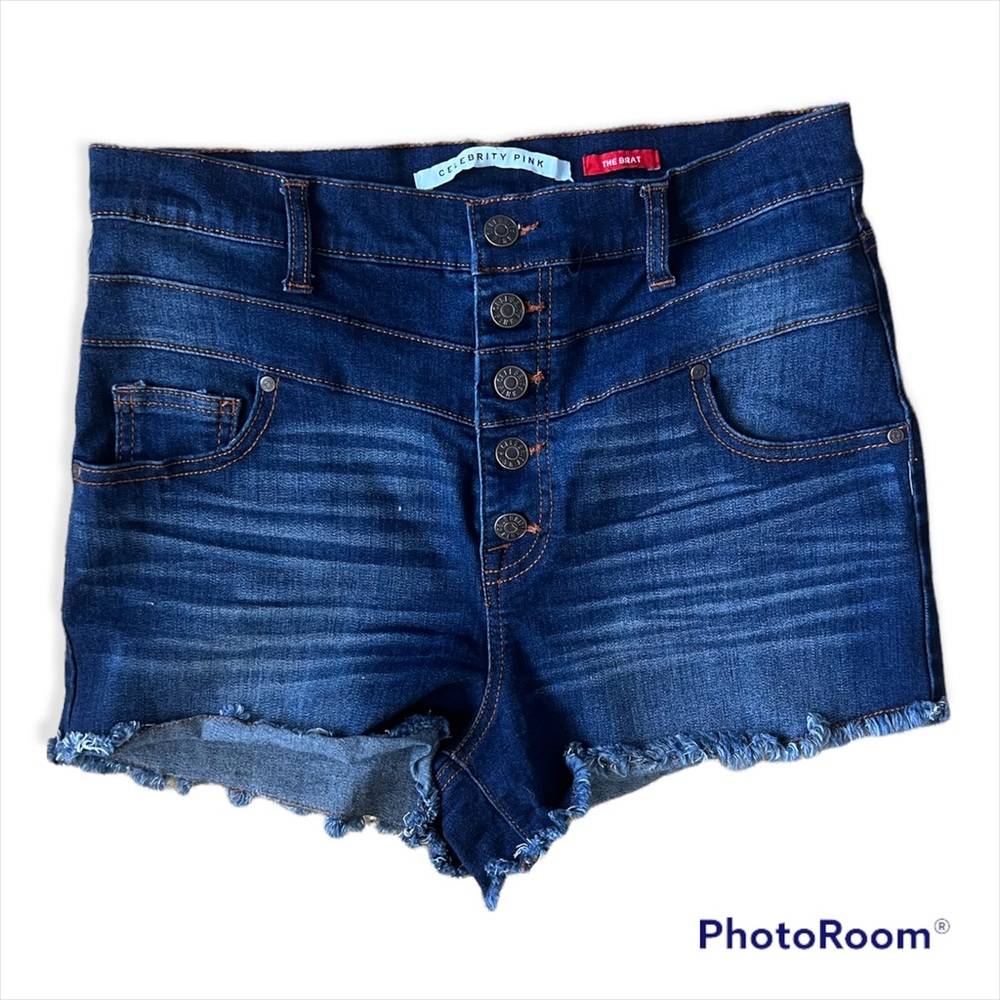 Celebrity pink high waisted jean shorts